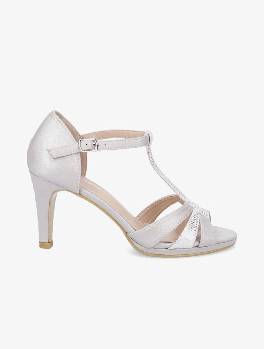 Sandales à talons en suédine - Argent - 5