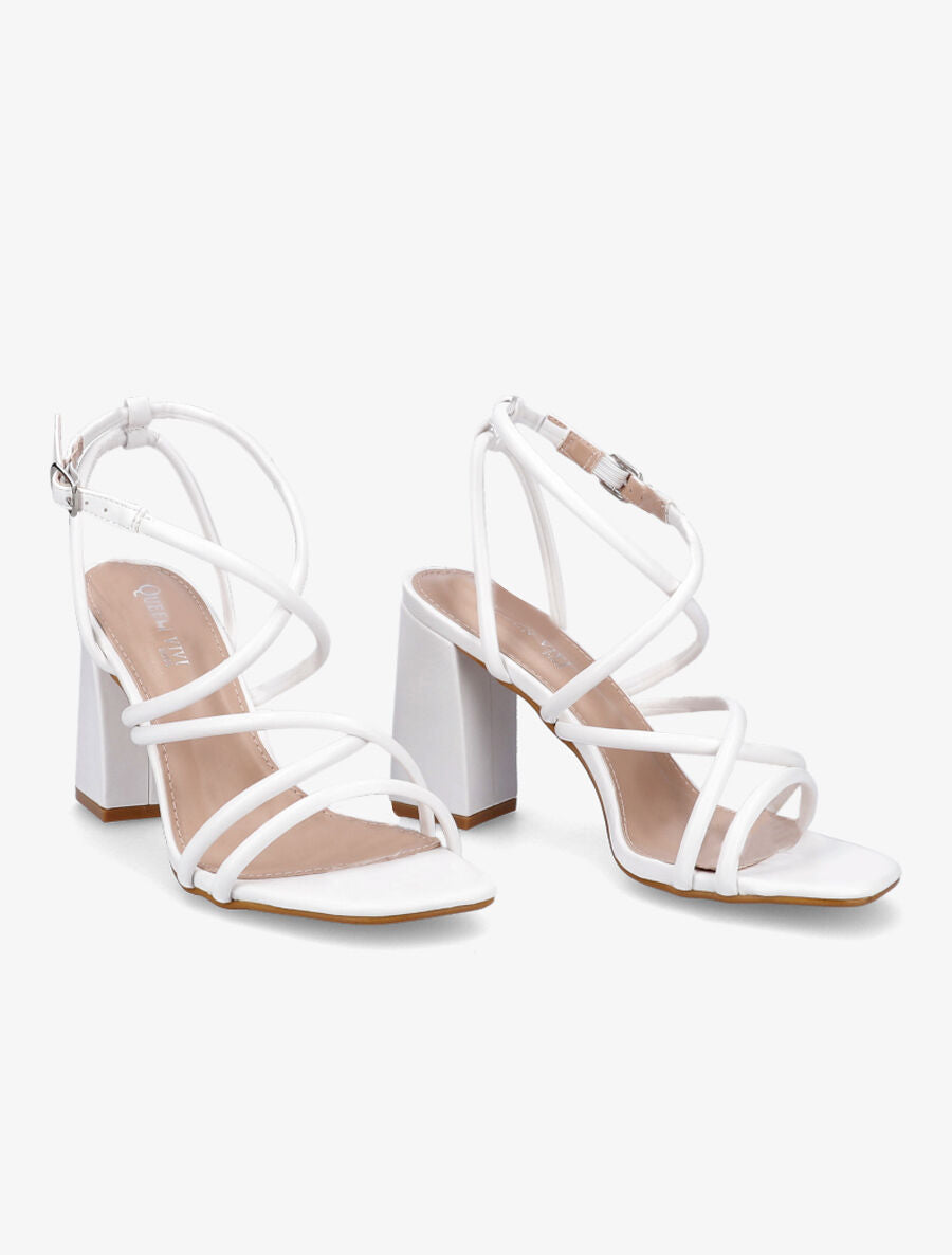 Sandales à ganses entrelacées et brides - Blanc - 4