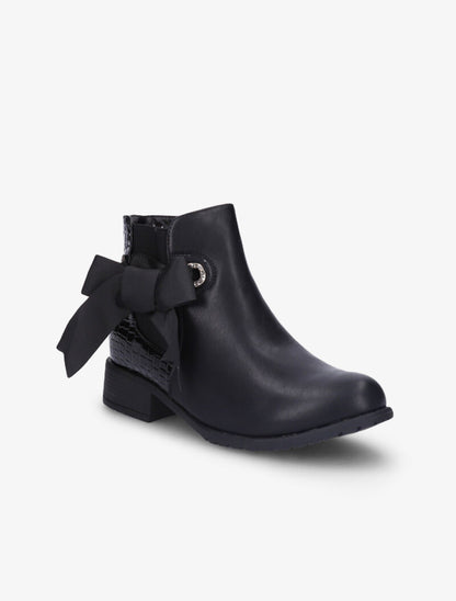 Bottines à contrefort vernis et croco - Noir - 3