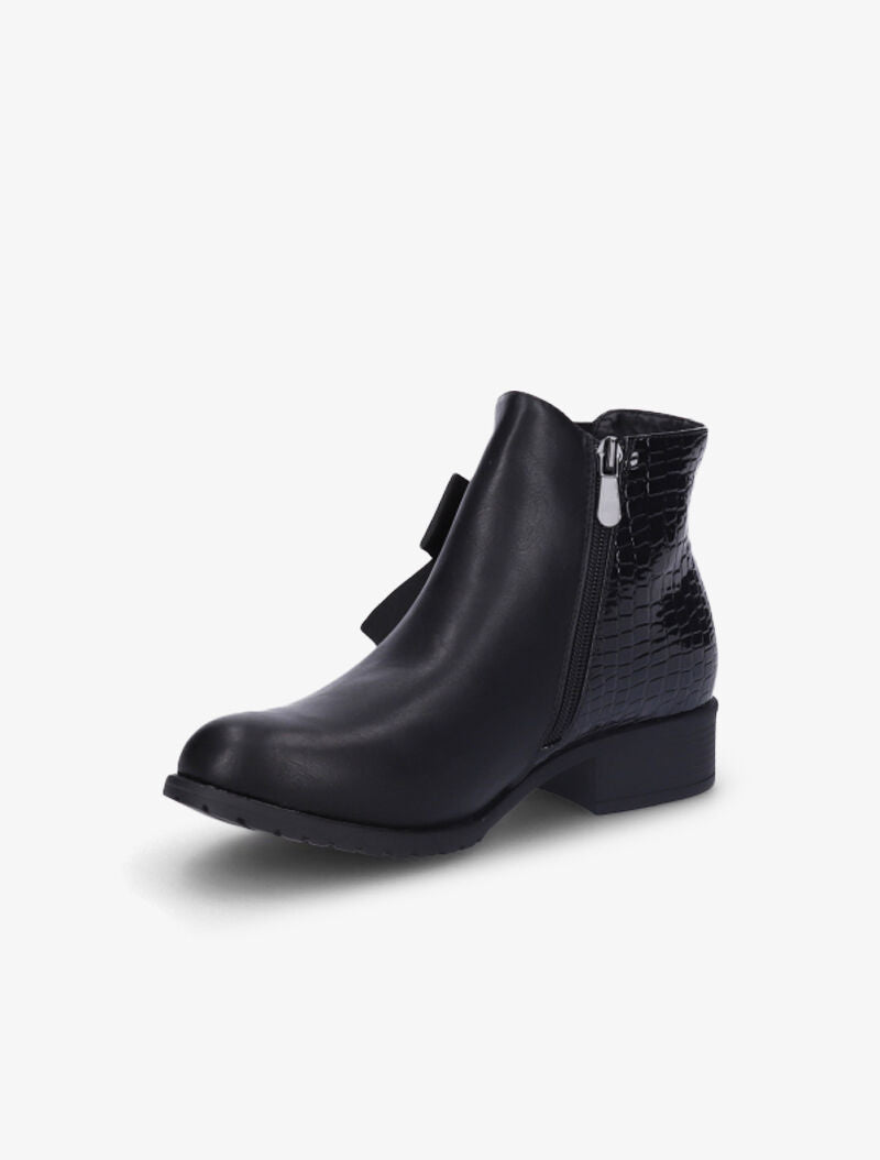 Bottines à contrefort vernis et croco - Noir - 4