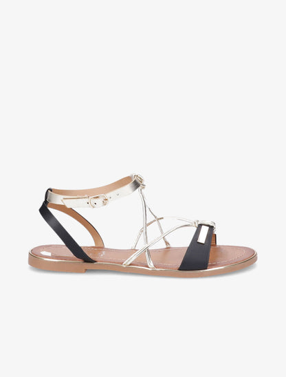Nu-pieds à ganses et brides irisées - Noir - 2