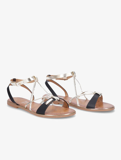 Nu-pieds à ganses et brides irisées - Noir - 5