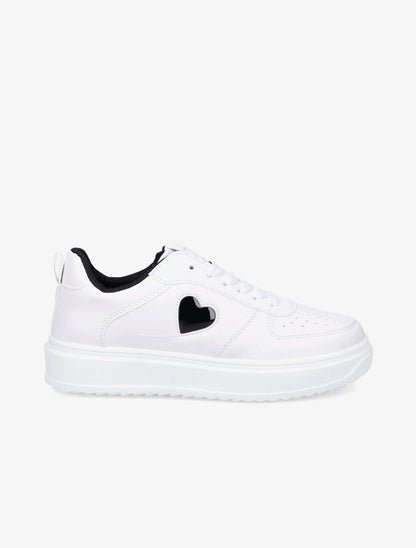 Baskets coeur en simili - Noir/blanc - 1