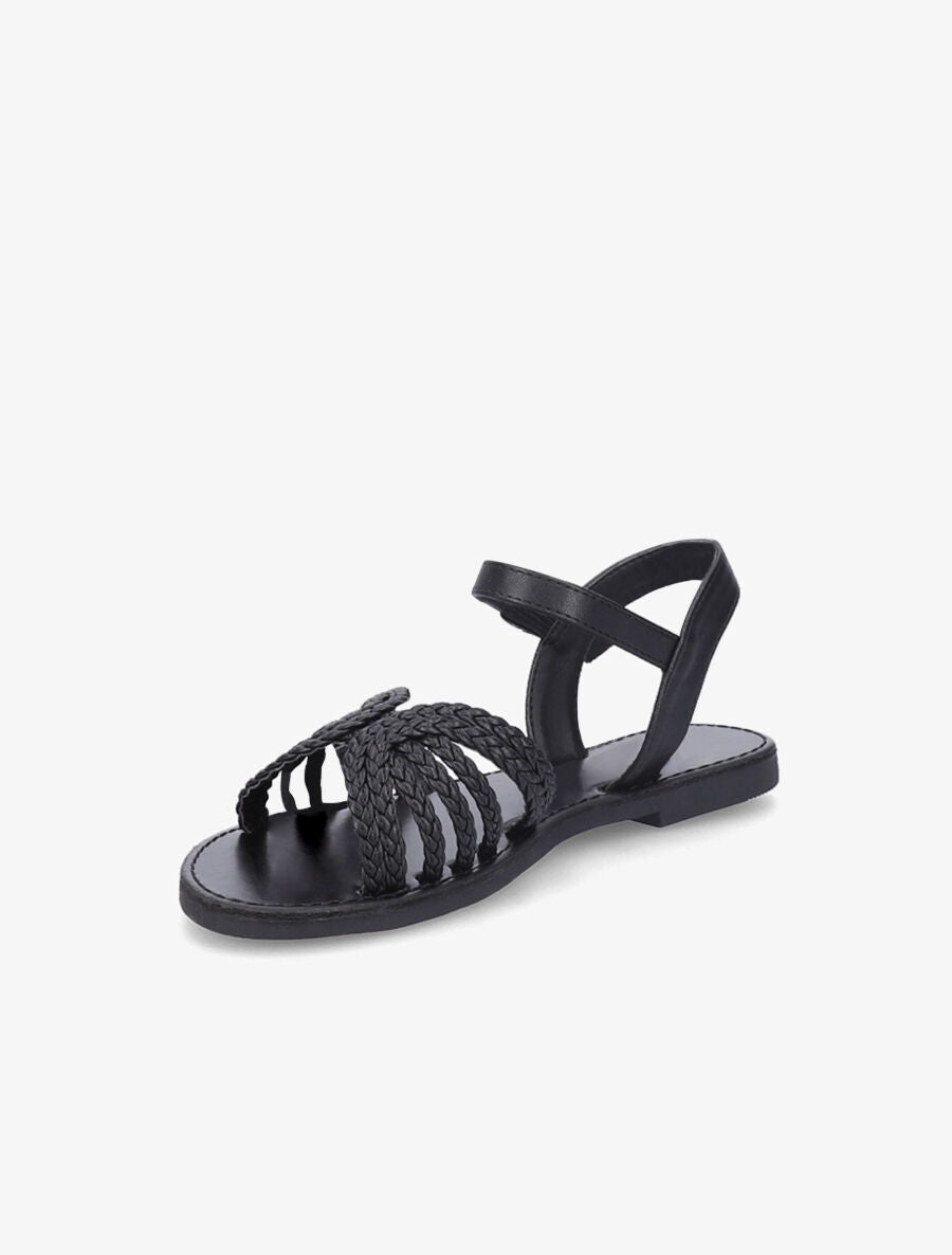 Nu-pieds à ganses tressées entrelacées - Noir - 4