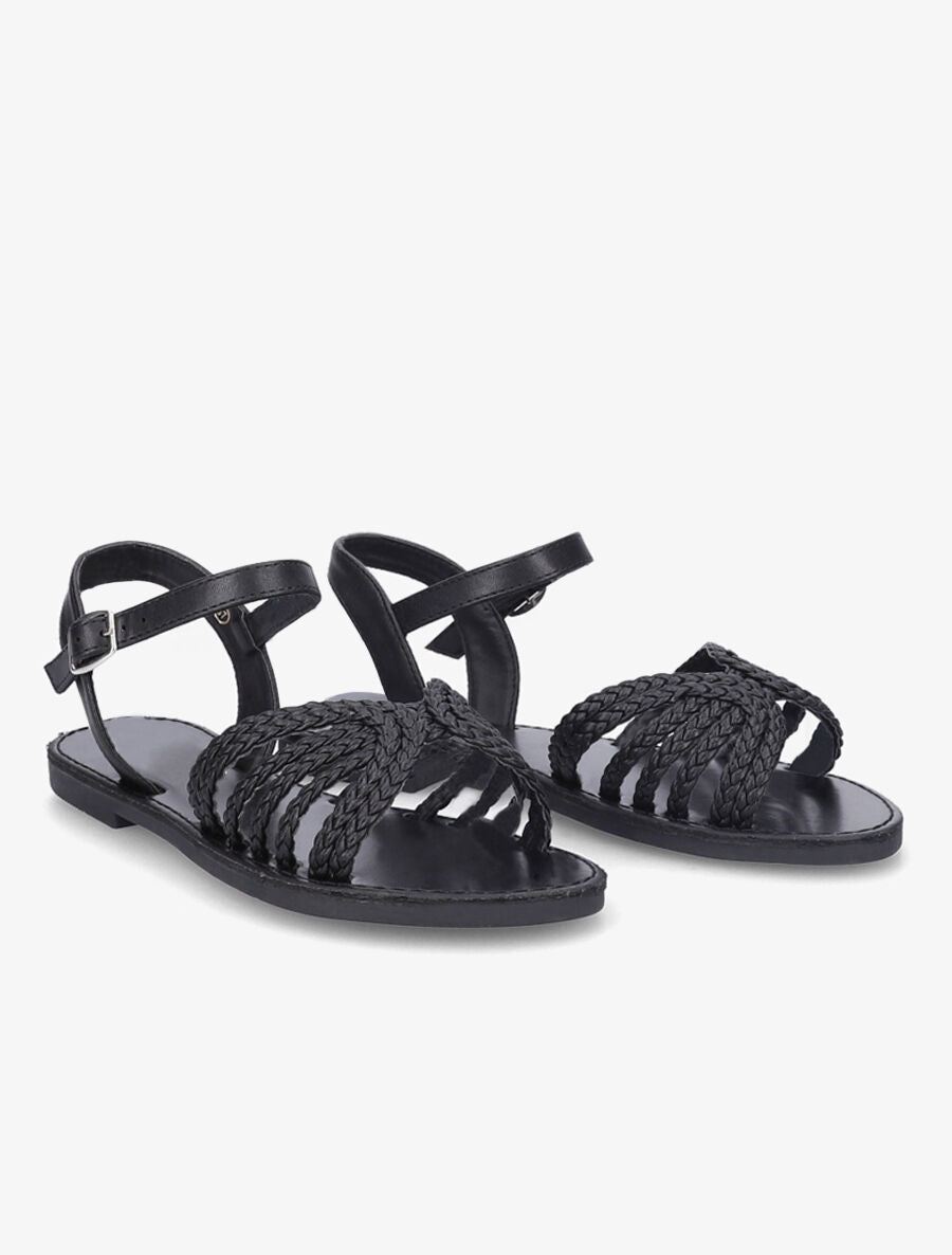 Nu-pieds à ganses tressées entrelacées - Noir - 5