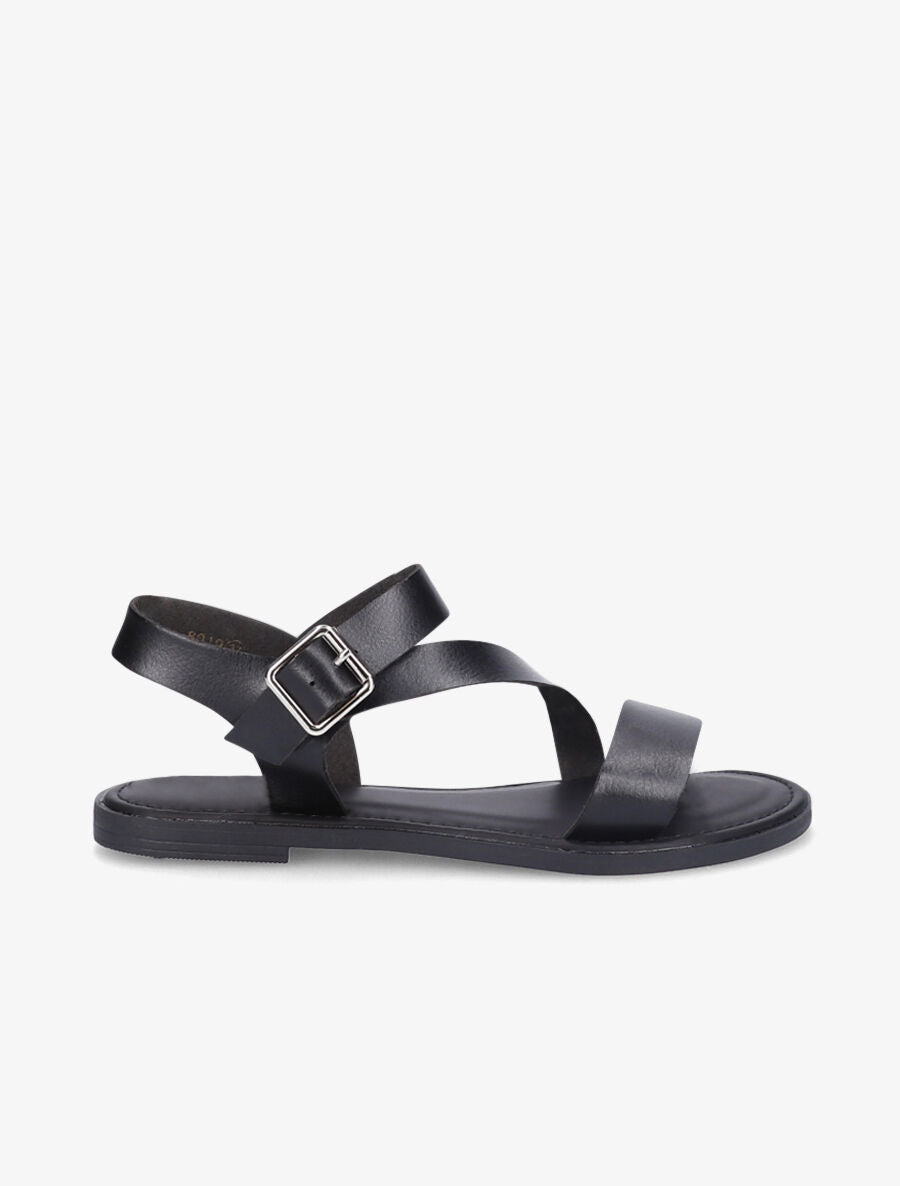 Nu-pieds à bride en biais - Noir - 2