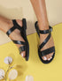 Nu-pieds à bride en biais - Noir - 1