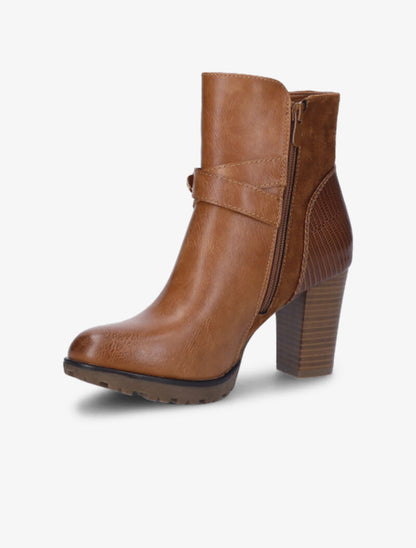 Bottines montantes à contrefort bi-matière et sangles - Camel - 4