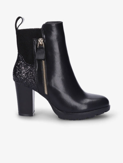 Bottines à talons et contreforts pailletés - Noir - 2