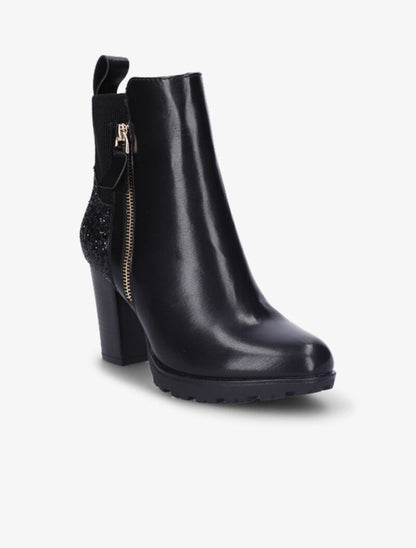Bottines à talons et contreforts pailletés - Noir - 3