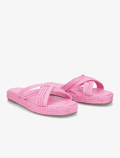 Claquettes à ganses croisées - Rose - 4