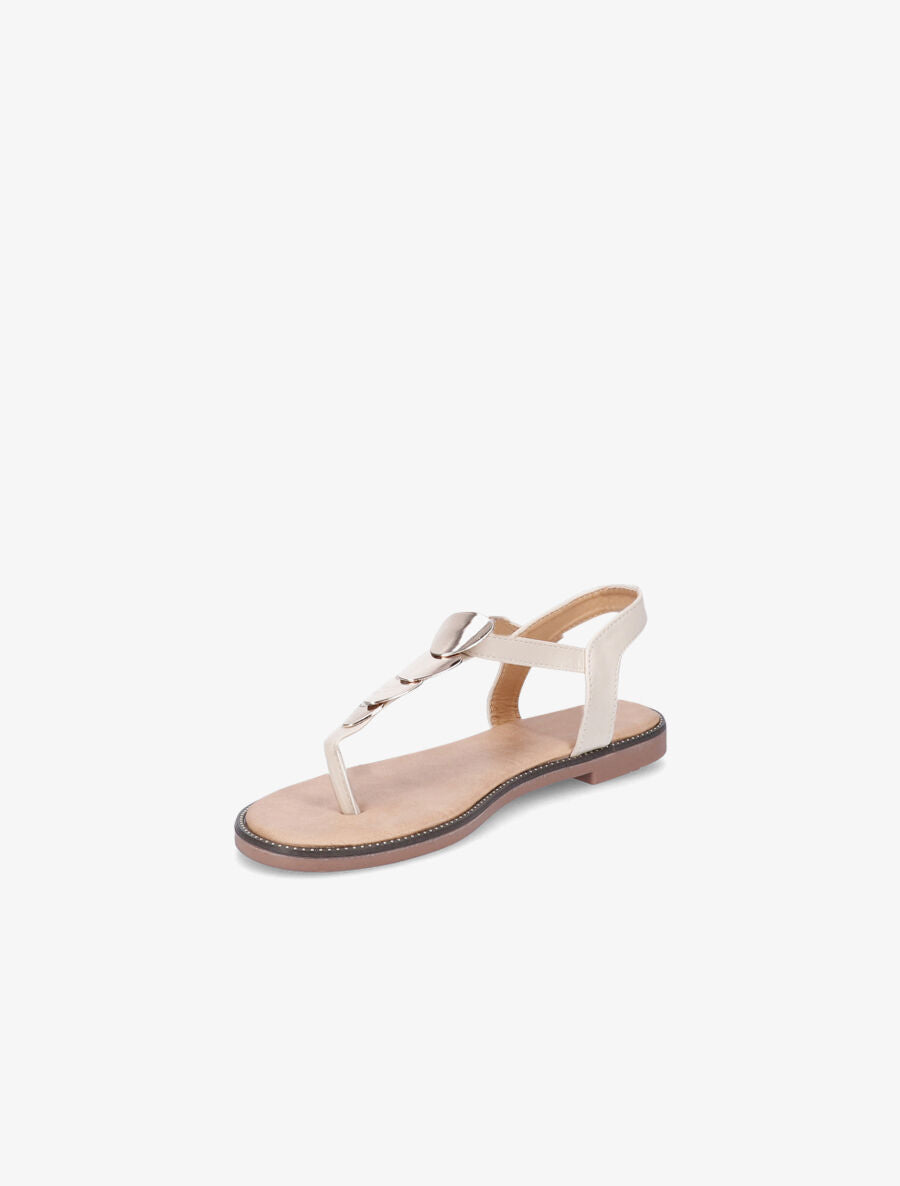 Nu-pieds à plaques dorées - Beige - 3