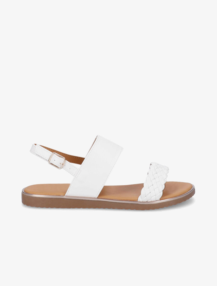 Nu-pieds en simili à bride tressée - Blanc - 5