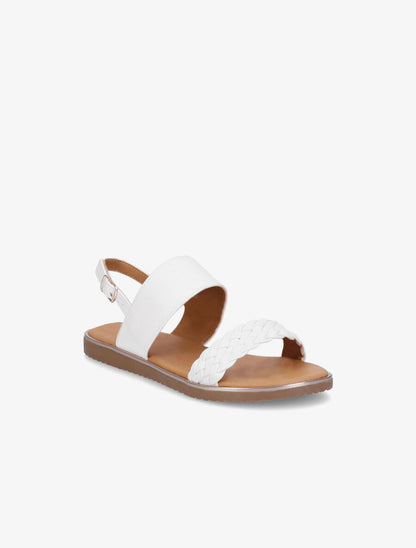 Nu-pieds en simili à bride tressée - Blanc - 2