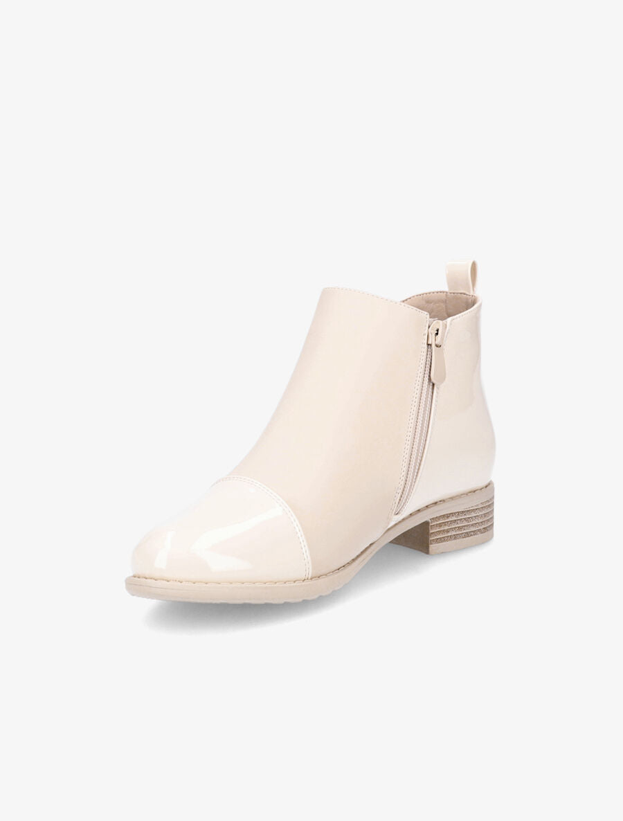 Bottines élastiquées à bout vernis - Beige - 3