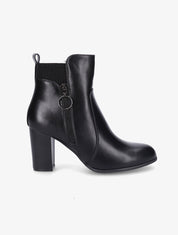 Bottines en simili à zip décoratif - Noir - 1