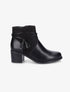 Bottines en simili et pompons décoratifs - Noir - 1