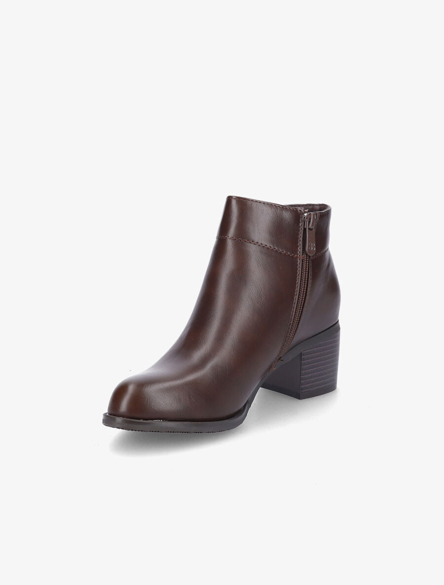 Bottines à talon et zip - Marron - 3