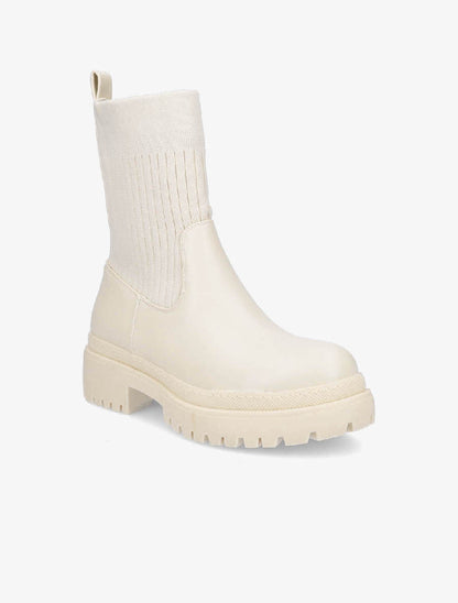 Boots bi-matière montantes - Écru - 2