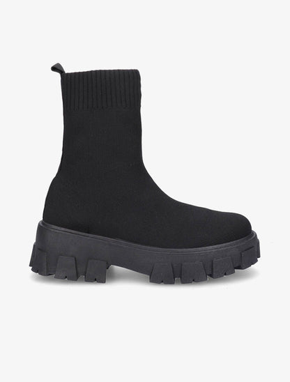 Boots montantes en tissu - Noir - 1