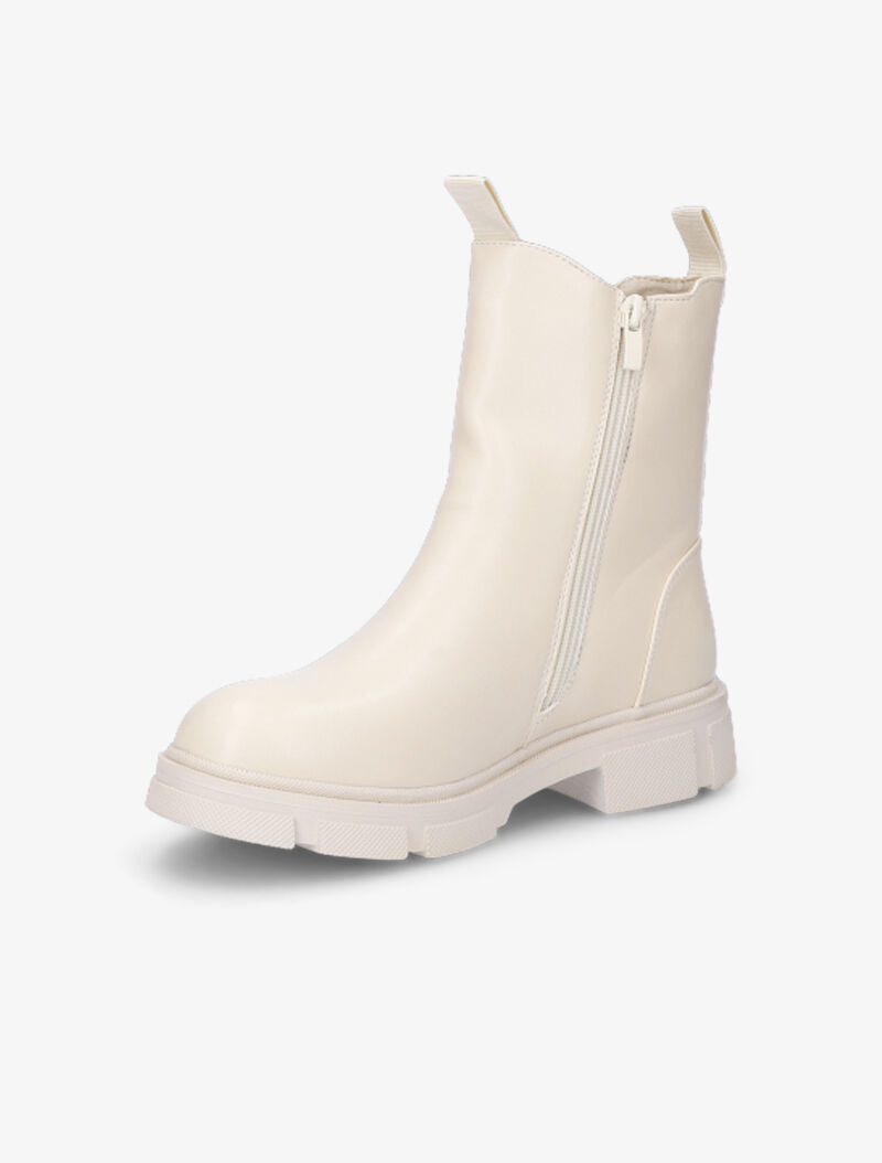 Boots à zip et semelles crantées - Écru - 4