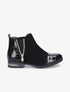Bottines à détails effet croco vernis - Noir - 1