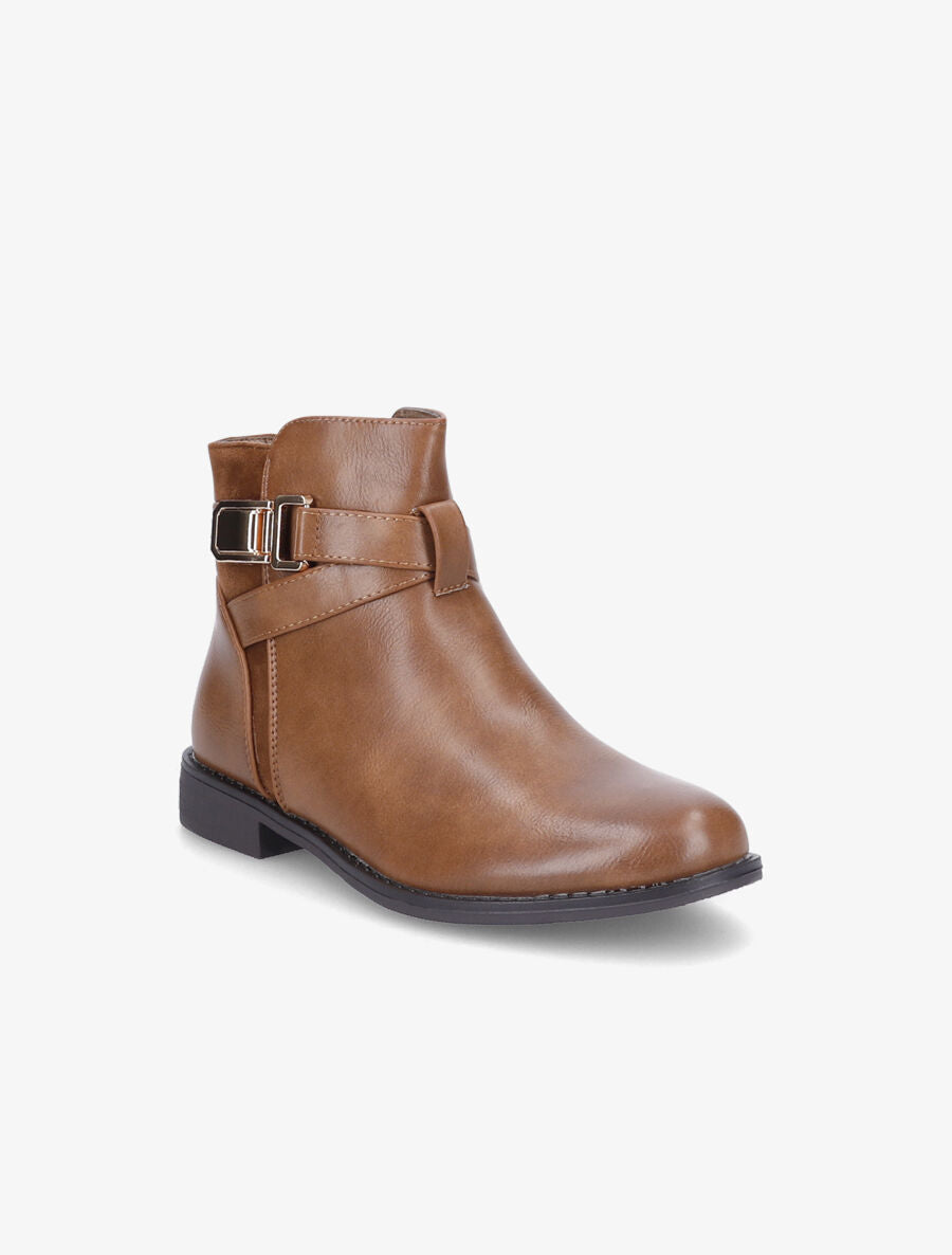 Boots bimatière et lanières croisées - Marron - 2