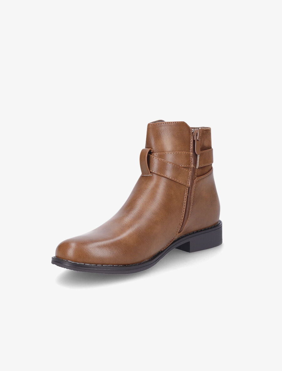 Boots bimatière et lanières croisées - Marron - 3
