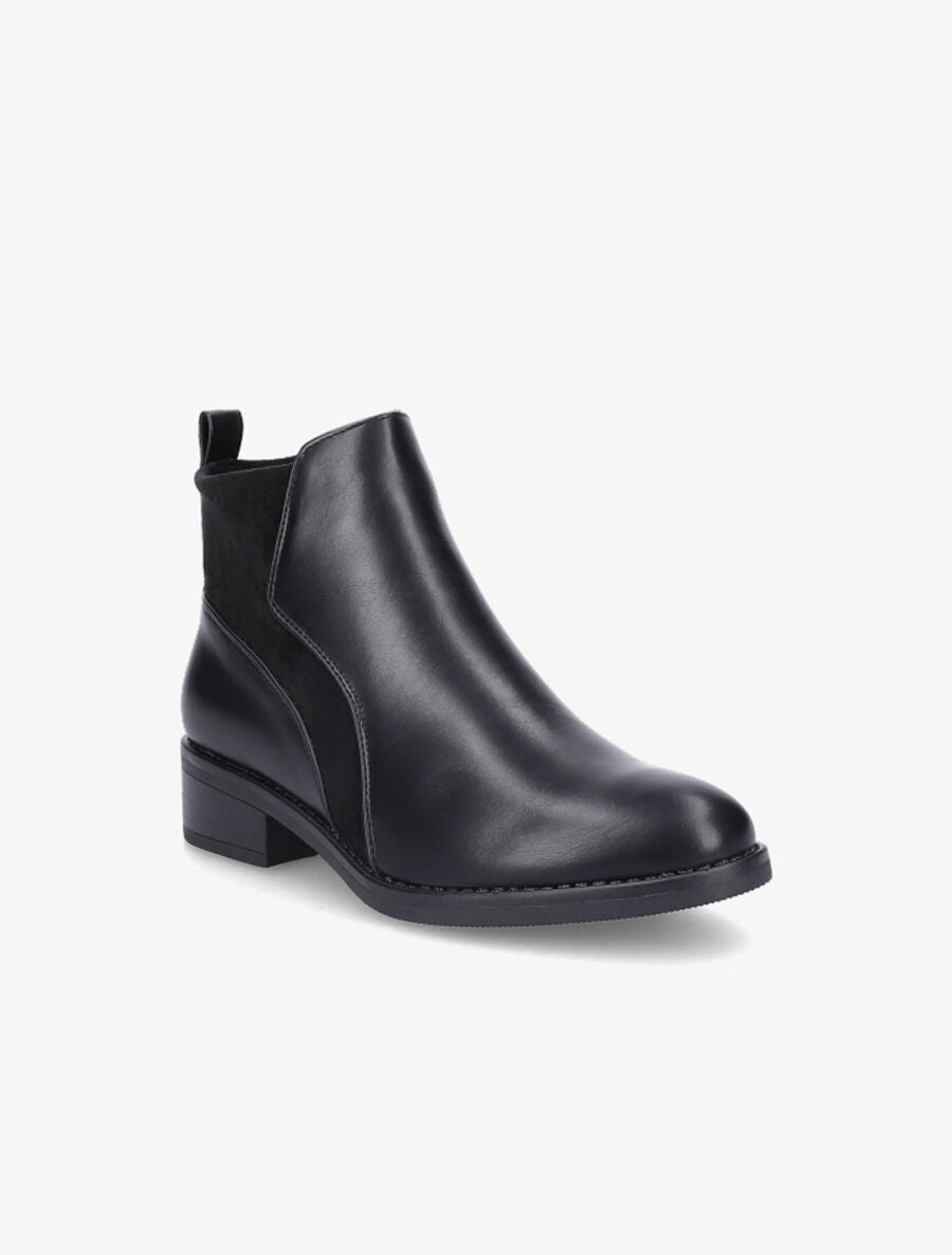 Bottines en simili et suédine - Noir - 2