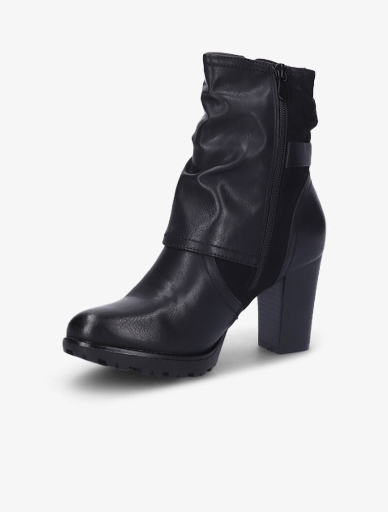 Bottines montantes bi-matière à sangle cloutée - Noir - 3