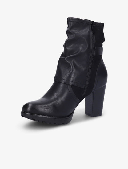 Bottines montantes bi-matière à sangle cloutée - Noir - 3