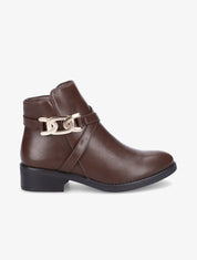 Bottines à boucle maillon - Marron - 1