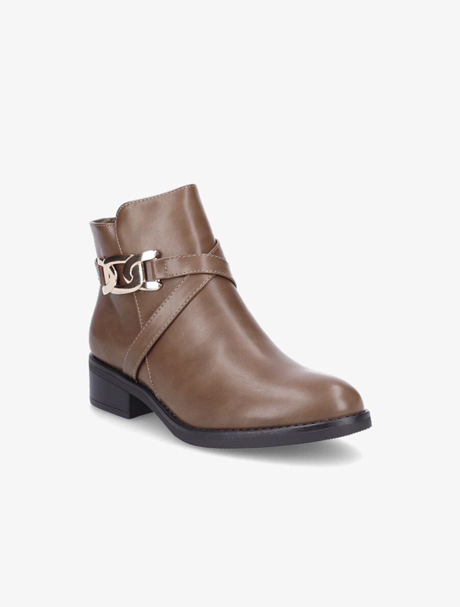 Bottines à boucle maillon - Taupe - 2