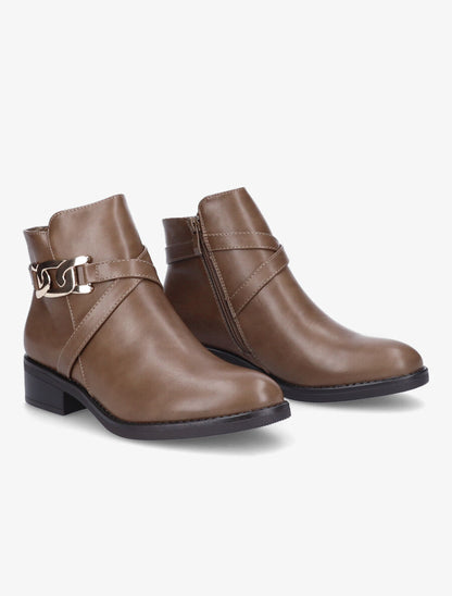 Bottines à boucle maillon - Taupe - 4