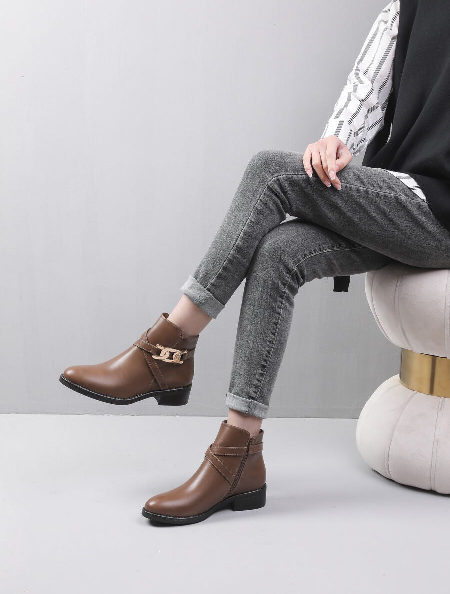 Bottines à boucle maillon - Taupe - 5