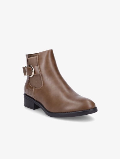 Bottines élastiquées à contrefort croco - Taupe - 2
