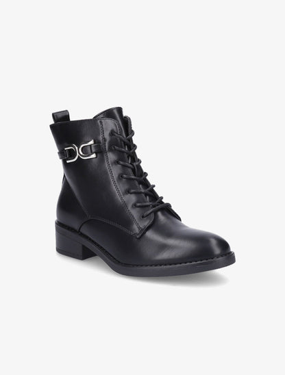 Bottines lacées à boucle stylisée - Noir - 2