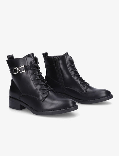 Bottines lacées à boucle stylisée - Noir - 4