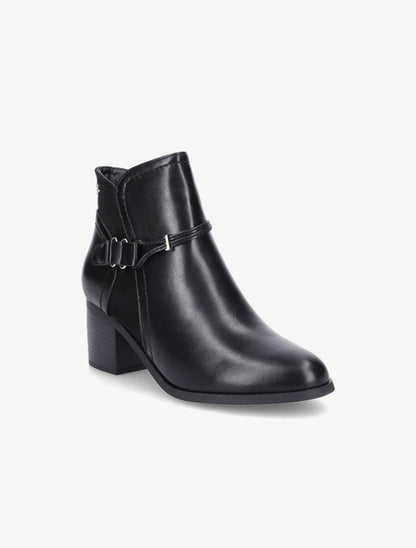 Bottines bi-matière à sangle stylisée - Noir - 2