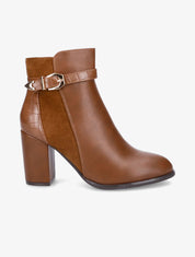 Bottines à talon à boucle - Camel - 1