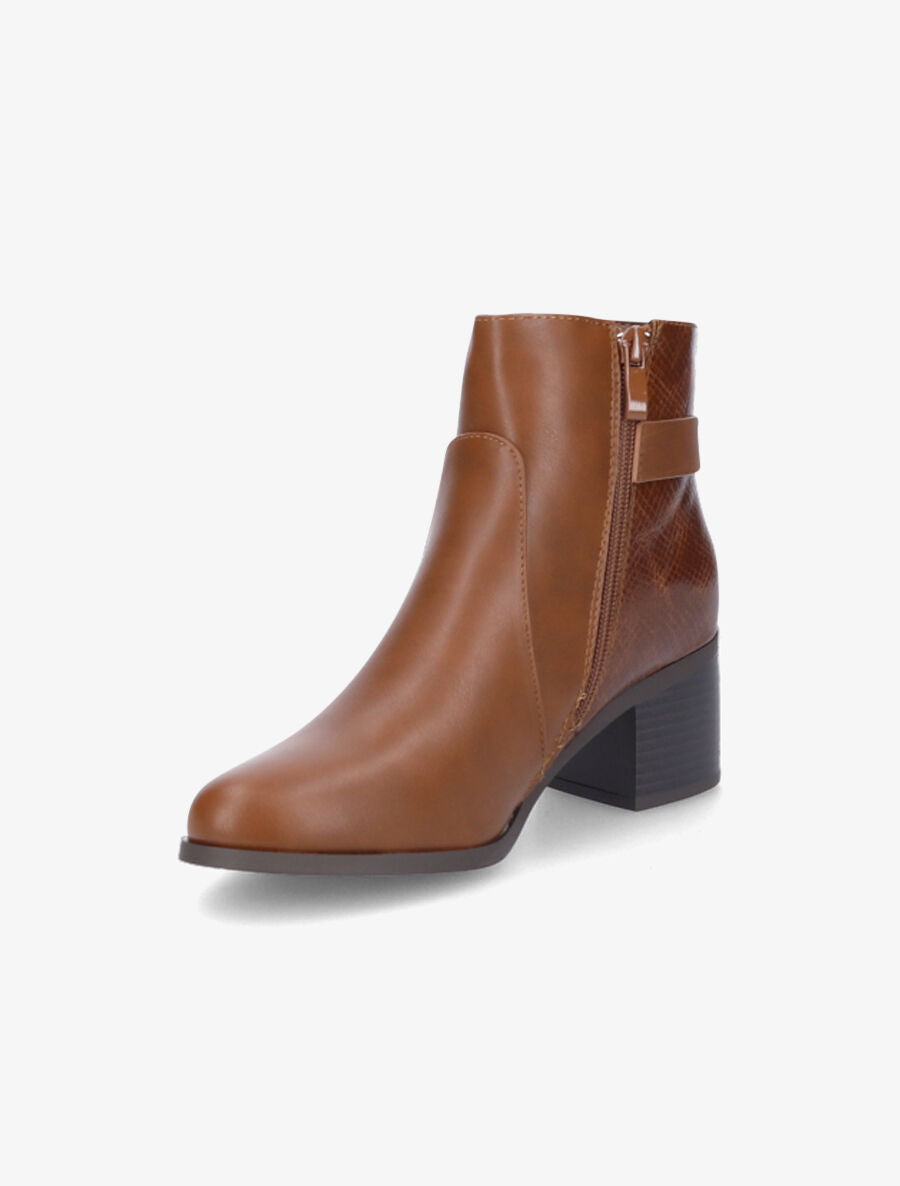 Bottines bi-matière à boucle - Camel - 3
