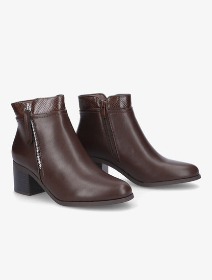 Bottines à zip décoratif - Marron - 4