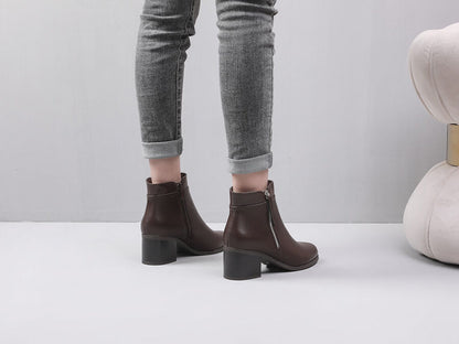 Bottines à zip décoratif - Marron - 5