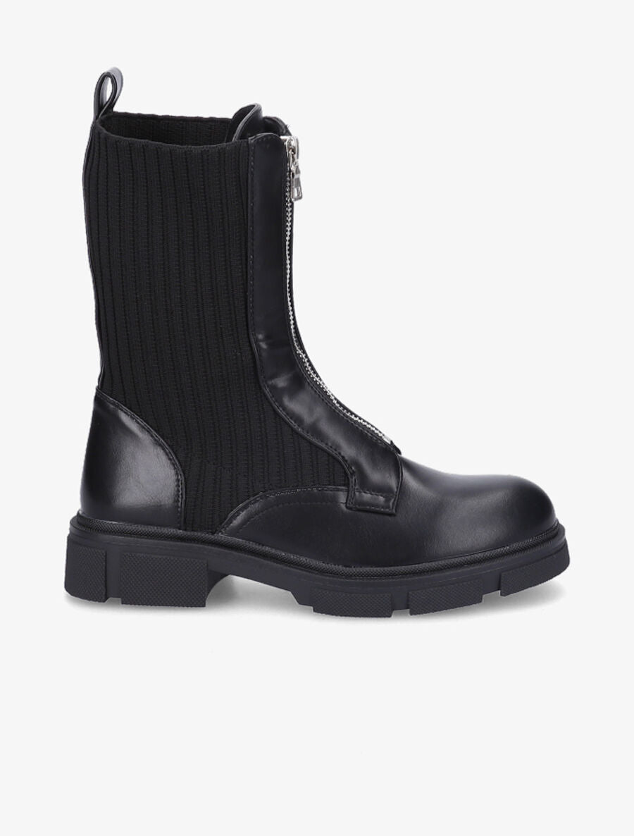 Boots zippées bi-matière - Noir - 1