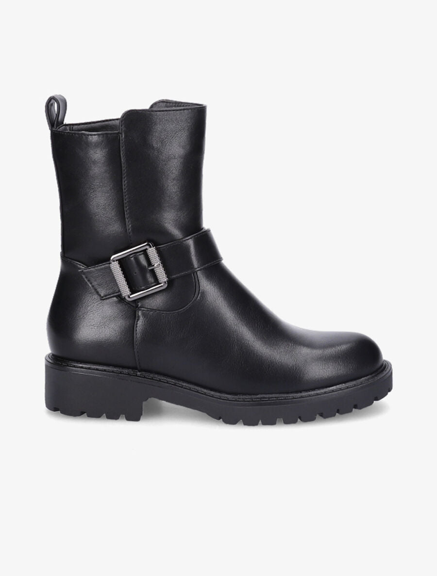 Boots style motard en simili - Noir - 1