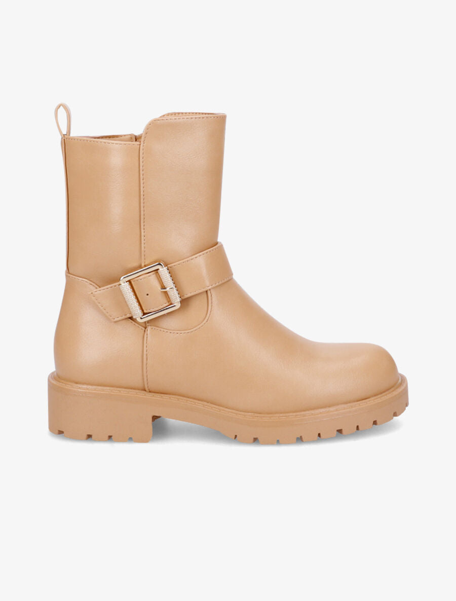 Boots style motard en simili - Camel - 1