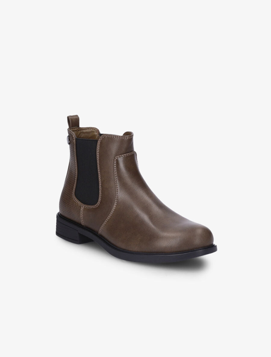 Bottines élastiquées et contrefort effet python - Taupe - 2