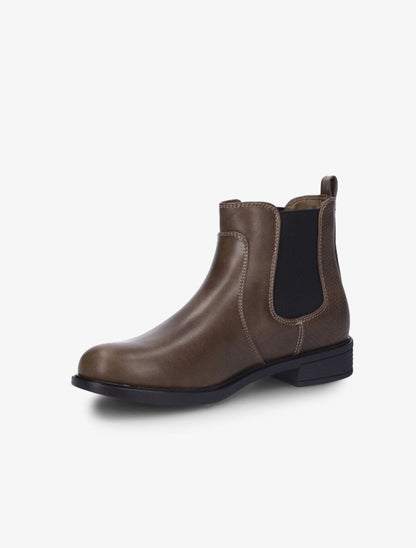 Bottines élastiquées et contrefort effet python - Taupe - 3