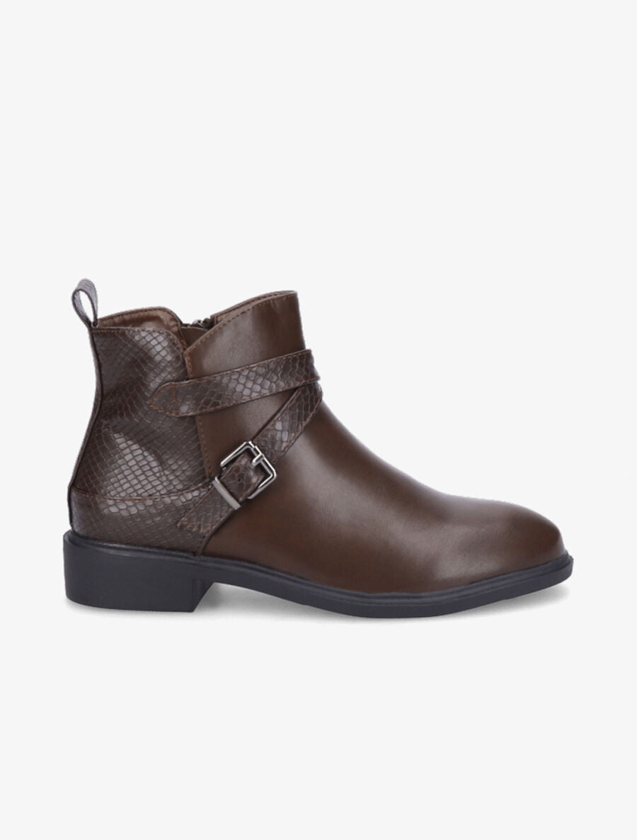 Bottines plates à contrefort effet python - Marron - 5