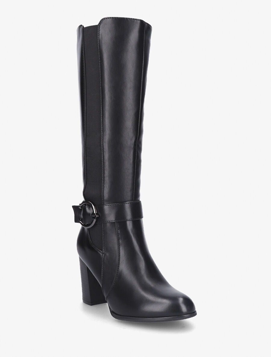 Bottes à talon et boucle stylisée - Noir - 2
